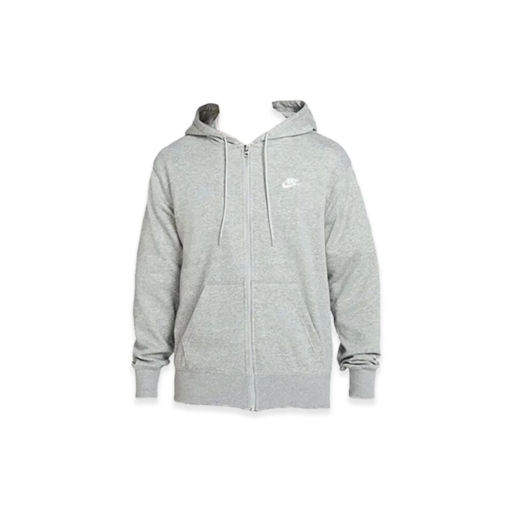 Nike Club Fleece Full Zip Hoodie Gray Small Swoosh Casual Athletic Sweatshirt